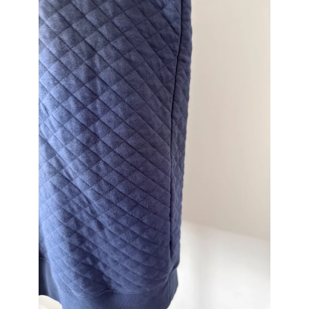 LL Bean Quilted Sweatshirt Mens M Navy Blue Diamond Pullover Traditional Fit